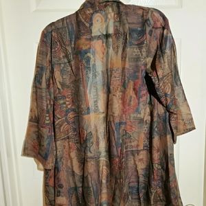 NWOT Brown print kimono